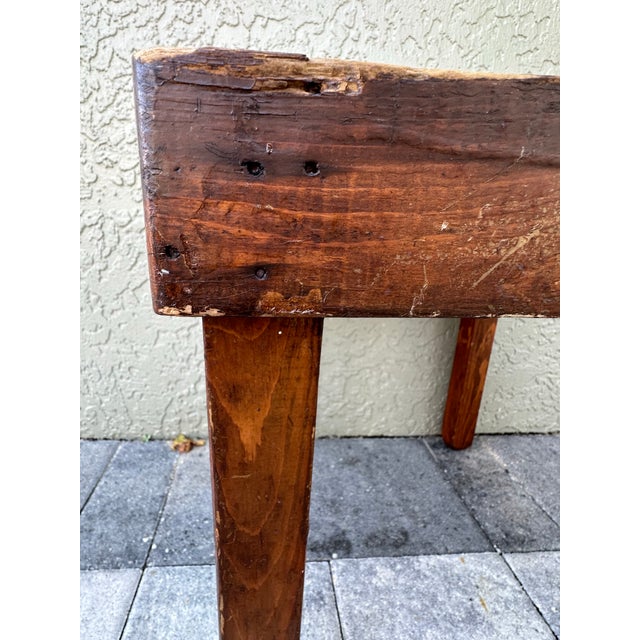 Antique Early 20th Century Handmade Wooden Rustic Farmhouse Style Accent Table/Stool For Sale In Orlando - Image 6 of 11