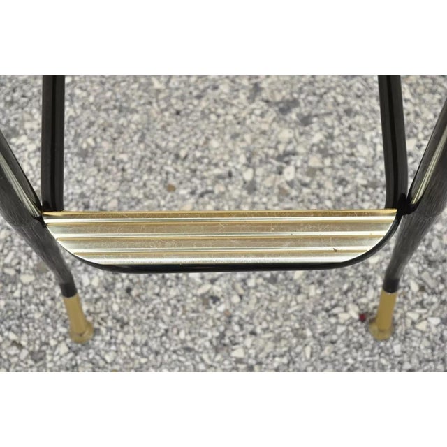 Red Mid 20th Century Vintage Mid Century Lion Brand Black Metal Red Vinyl Italian Style Barstool For Sale - Image 8 of 10