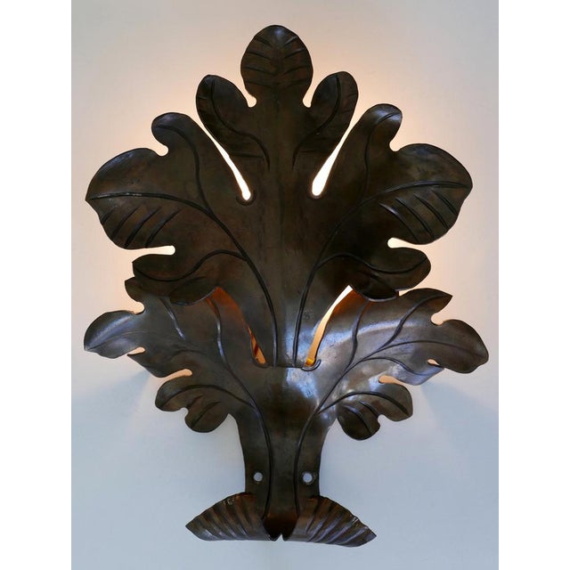 Mid-Century Modern Brass Oak Leaf Wall Lamp, 1960s For Sale - Image 4 of 16
