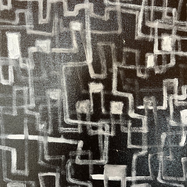 Plastic Huge Abstract Acrylic Painting - Artist Signed For Sale - Image 7 of 7