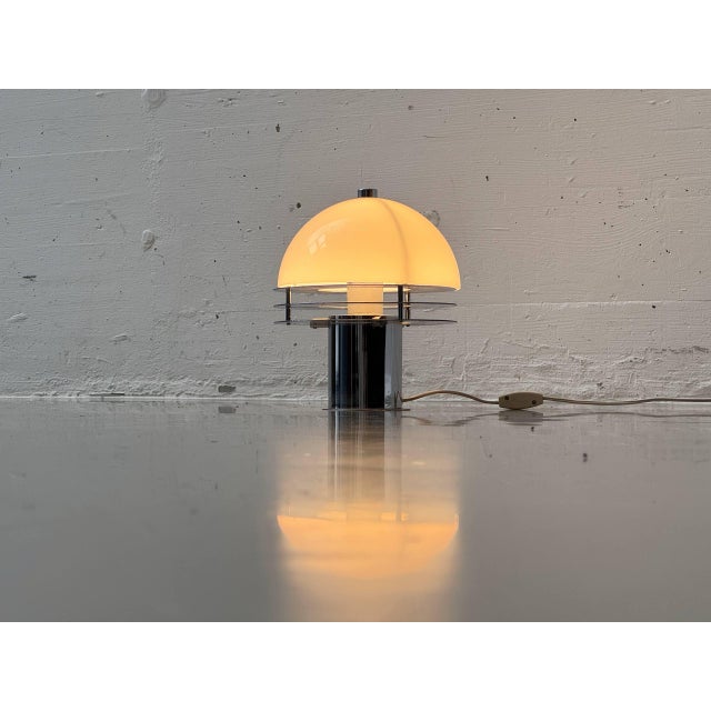 Space Age Table Lamps with Opal Glass Dome and Chrome Rings, 1970s For Sale - Image 5 of 18
