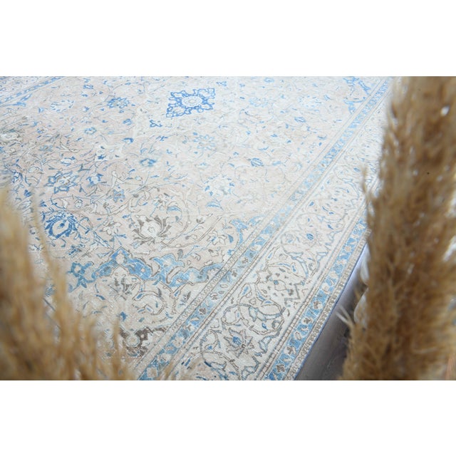 Royal Blue 1970s Vintage Persian Handmade Wool Cotton Blue Area Rug For Sale - Image 8 of 11