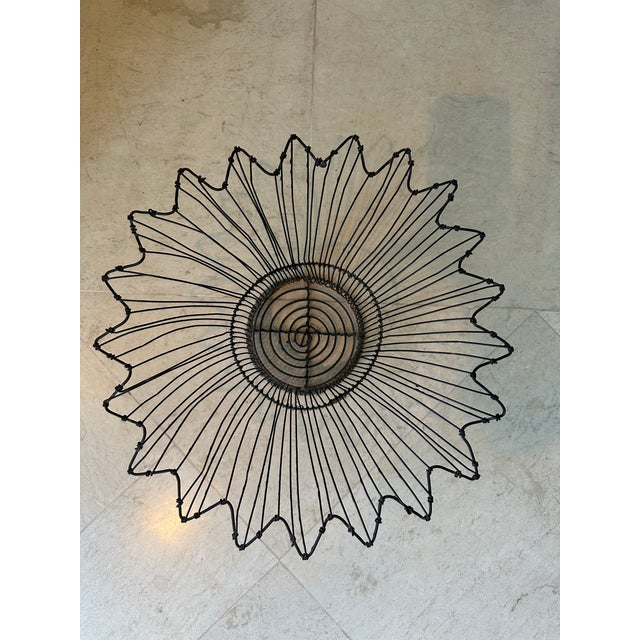 Black Vintage French Mid-Century Black Petal Top Wire Basket For Sale - Image 8 of 12