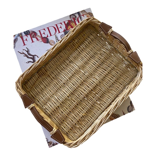 Large Rectangule Brown Osier Tray For Sale
