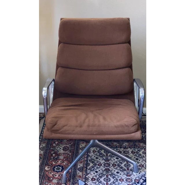 Metal Herman Miller Tan Light Brown 1970s Eames Soft Pad Lounge Chair For Sale - Image 7 of 8