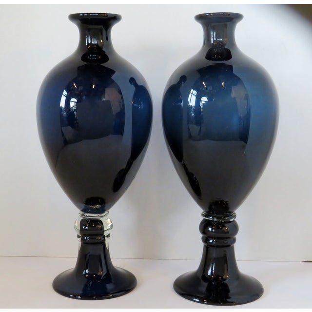 Midnight Blue Glass Urn Vases, a Pair Chairish