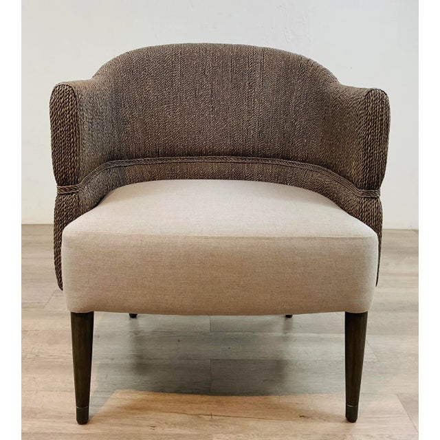 Original retail $3000, stylish Made Goods Organic Modern Mocha Lampakany Lounge Chair, customizable muslin seat cushion,...