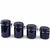 Set of 4 Cobalt Blue Canisters with Wooden Spoons The vintage Gibson rounded cobalt blue canisters with original wooden...