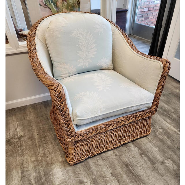 Late 20th Century Late 20th Century Michael Taylor Style Wicker Rattan Armchair For Sale - Image 5 of 17