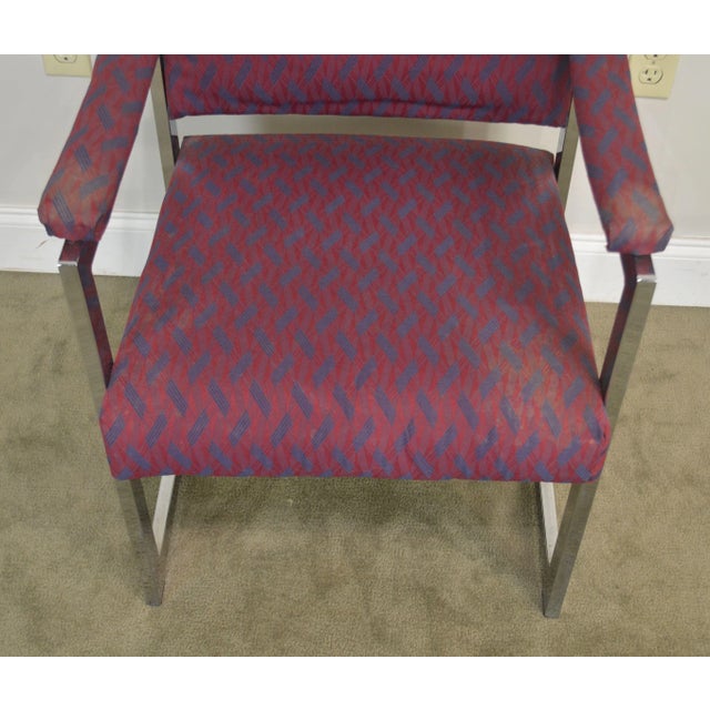 Mid-Century Modern Milo Baughman Style Chrome Armchairs - a Pair For Sale - Image 9 of 13