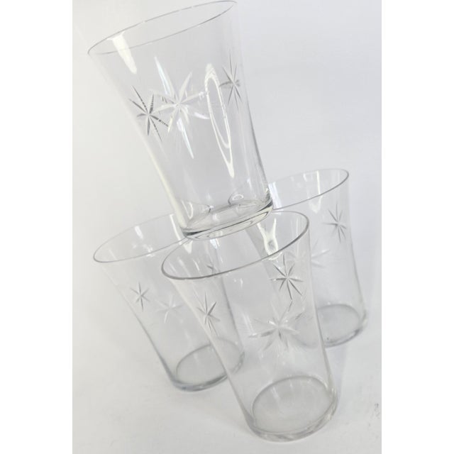 Art Deco Early 20th Century Carved Starburst Tumblers- Set of Four For Sale - Image 3 of 10