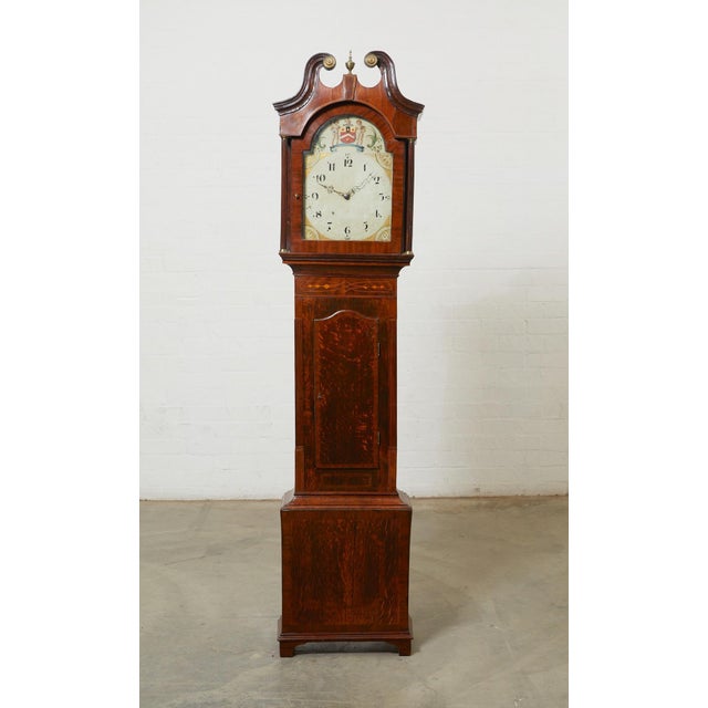 Mid 19th Century English Inlaid Oak And Mahogany 30 Day Tall Case Clock Chairish