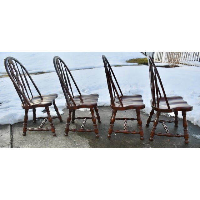 E R Buck Americana Maple Windsor Dining Chairs Set 4 Spindle Back Bullseye 70s For Sale In Philadelphia - Image 6 of 13