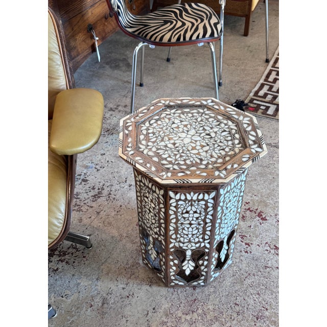 Wood Antique Mid-19th Century Mother-of-Pearl Inlaid Octagonal Side Table For Sale - Image 7 of 7