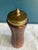 Metal Vintage Embossed Leather and Brass Salt Shaker For Sale - Image 7 of 9