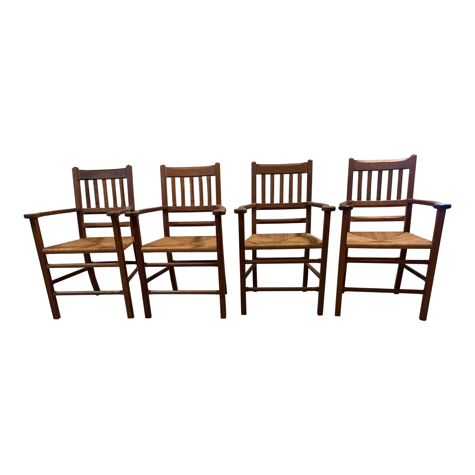 1990s Set of 4 Cherry Cottage Dining Arm Chairs by Shackleton Chairish
