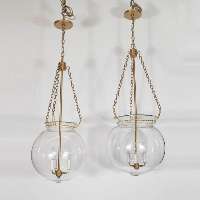 "Fishbowl" Glass and Brass Pendant For Sale In New York - Image 6 of 9
