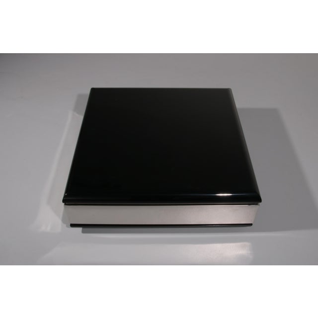 Wood Square Black Coffee Table with Mirrored Glass, 1970 For Sale - Image 7 of 10