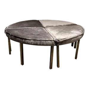 1950s Style Edward Wormley Dunbar Round Gray Sectioned Bench