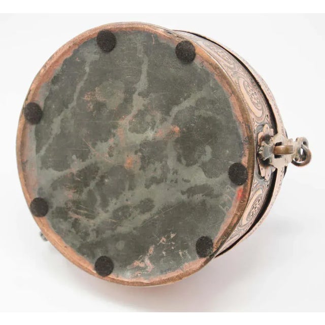 Rajasthani Mughal Decorative Copper Lidded Betel Spice Pandan Caddy Box For Sale - Image 11 of 13