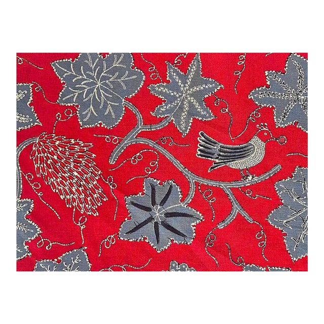"Les Oiseaux Enchantes" by China Seas/ Quadrille Fabrics Remnant, 3.89 Yards For Sale