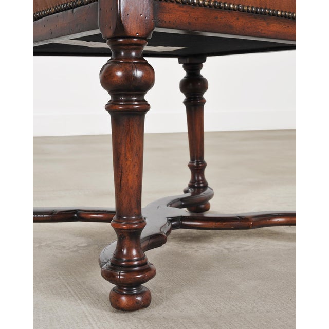 Pair of Louis XIII Baroque Style Mahogany Leather Armchairs For Sale - Image 17 of 18