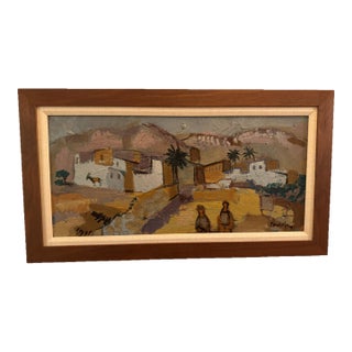 1960s “Cudillero” by Bertil Wahlberg Mid-Century Modern Oil on Canvas For Sale