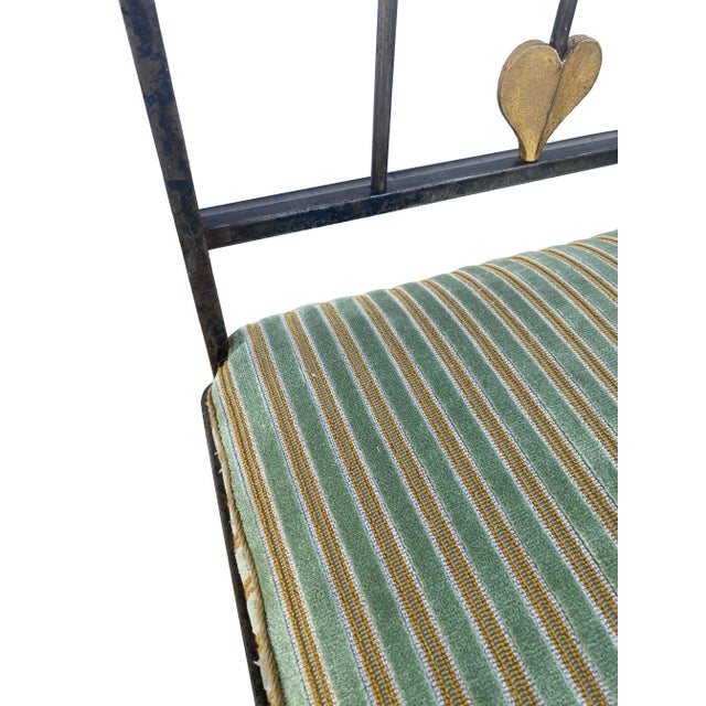 Mid-Century Iron Side Chairs With Rose Tarlow Striped Velvet Fabric For Sale - Image 9 of 16