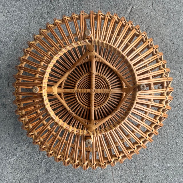 Mid 20th Century Franco Albini Style Rattan Ottoman in Lobster Pot Design For Sale - Image 5 of 12