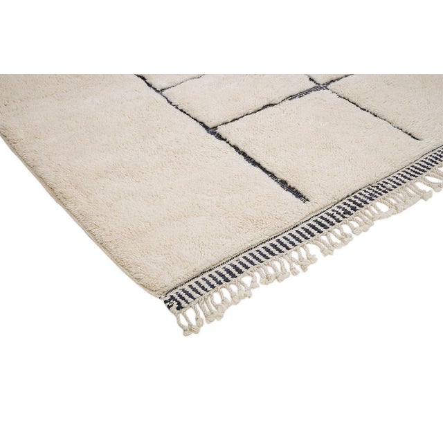 Minimalist Sketch Line Hand-Knotted Wool Rug | 12'1" X 8'6" | One of a Kind For Sale - Image 6 of 12