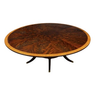 Huge Leighton Hall Regency Style Flame Mahogany 84” Round Dining Table For Sale