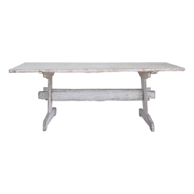 18th C. Swedish Stretcher Table Made From Nordic Pine For Sale