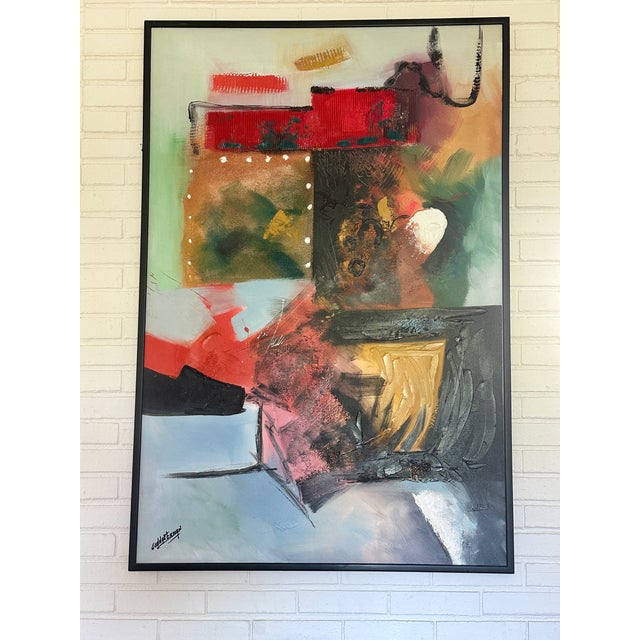1970s Mid-Century Modern 48x60 Original Gunnar Erman Abstract Expressionist Painting For Sale - Image 11 of 15