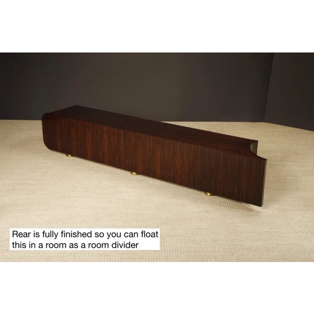 Brass Monumental Macassar and Brass Credenza by Leon Rosen for Johnny Carson, C 1970 For Sale - Image 8 of 18