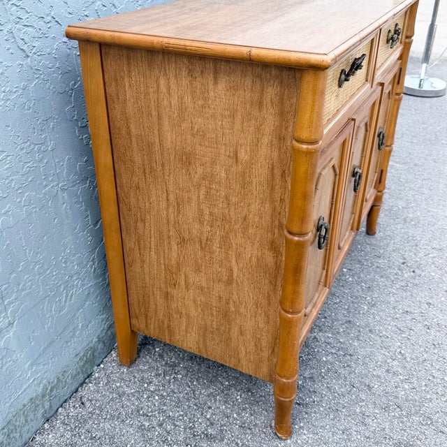 Boho Chic Faux Bamboo and Wicker Sideboard by Broyhill For Sale - Image 9 of 11