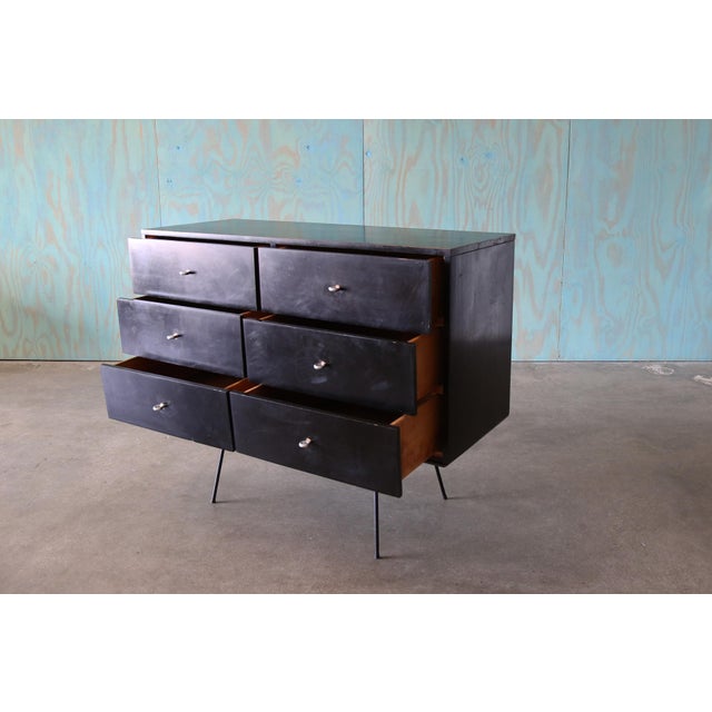 Early Paul McCobb 1950s Black Birch Cabinet on Iron Base Mid Century Modern For Sale - Image 6 of 13