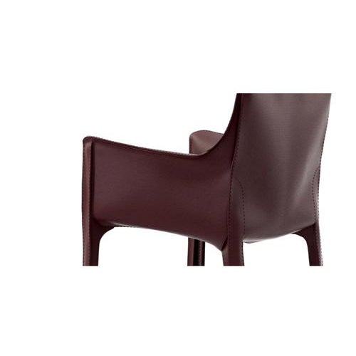 Metal Mid-Century Cab 413 Chair in Saddle Leather & Steel from Mario Bellini For Sale - Image 7 of 11