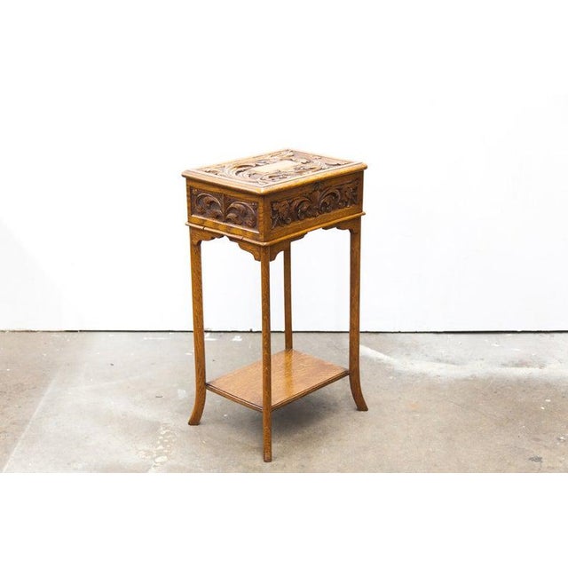 Carved Inlaid Wooden Sewing Table Chairish
