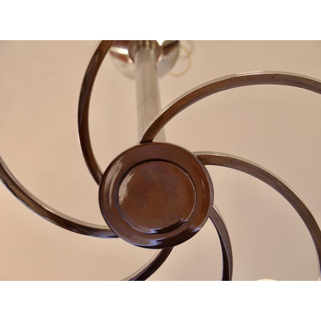 Metal Art Deco Glass Six-Arm Ceiling Lamp, 1930s For Sale - Image 7 of 18