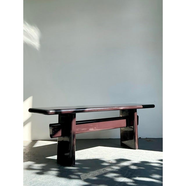Vintage Boho Brown Lacquered Console Table For Sale - Image 10 of 10
