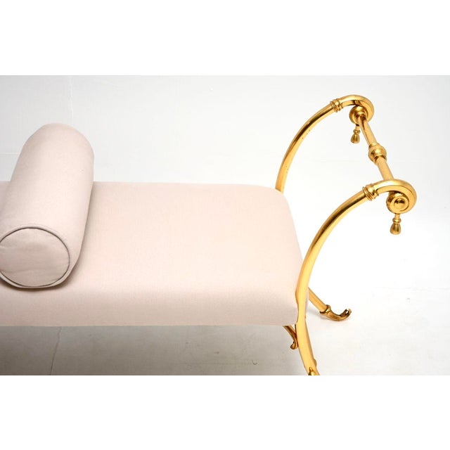 Cream Vintage French Brass Bench, 1970s For Sale - Image 8 of 10