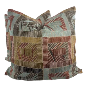 "Autry Embroidery" in Raisin 22" Pillows-A Pair