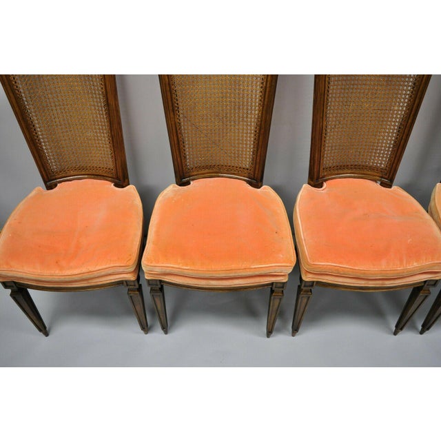 Karges French Louis XVI Style Walnut Tall Cane Back Dining Side Chairs