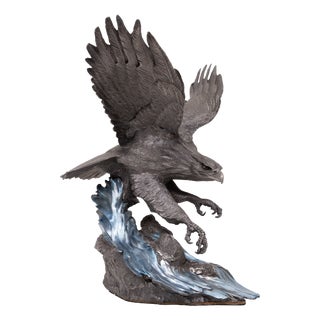 The Alaskin Chilkat Bald Eagle Statue in Pewter by Paul Brunelle, 2000 For Sale