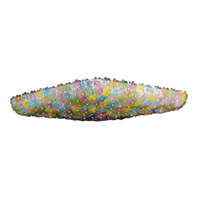 Large Venetian Multi-Colored Glass Flower Ceiling Light, 1960 For Sale