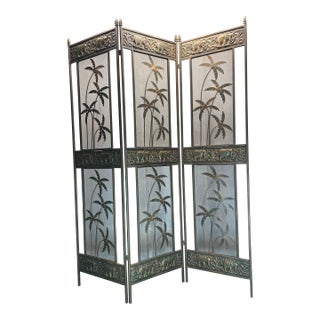 1980s Hollywood Regency 3 Panel Screen For Sale