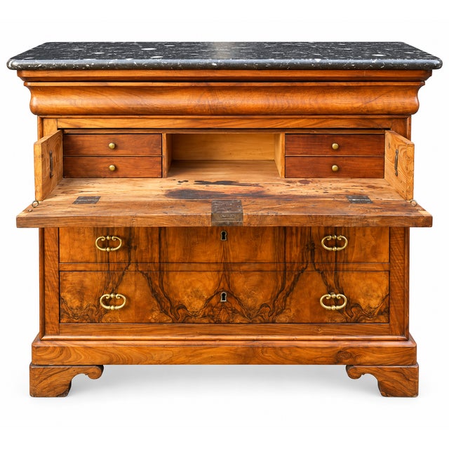19th Century Louis Philippe Secretary in Walnut Veneer and Burr Walnut For Sale - Image 4 of 10