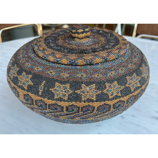 Vintage Beaded Basket With Lid For Sale In Los Angeles - Image 6 of 7