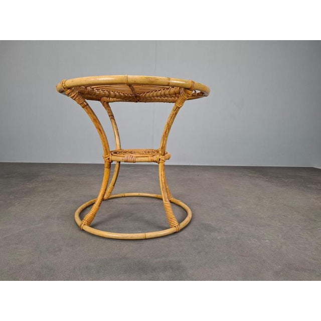 Mid-Century Rattan and Bamboo Side Table, Czechoslovakia, 1960s For Sale - Image 11 of 18