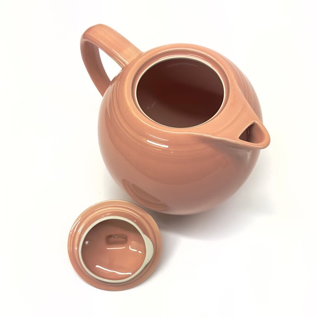 Vintage Peachy Pink Ceramic Teapot Curation - Group of 3 For Sale - Image 4 of 16